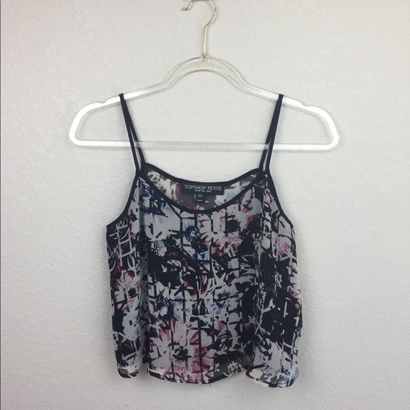 TOPSHOP Graphic Mesh Crop Tank Size 6P - Picture 1 of 5